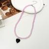 Colorful Beaded Heart Necklace – Versatile, Sweet Collarbone Chain for Women