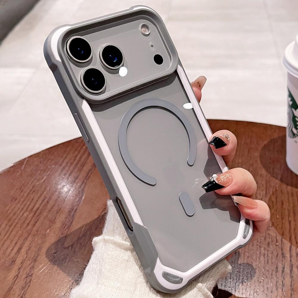 Роскошный Контрастный Бронированный Чехол ForMagsafe ДляiPhone 17 Air 16 15 14 13 12 11 Pro Max Plus Жесткий Прозрачный Магнитный Акриловый Чехол