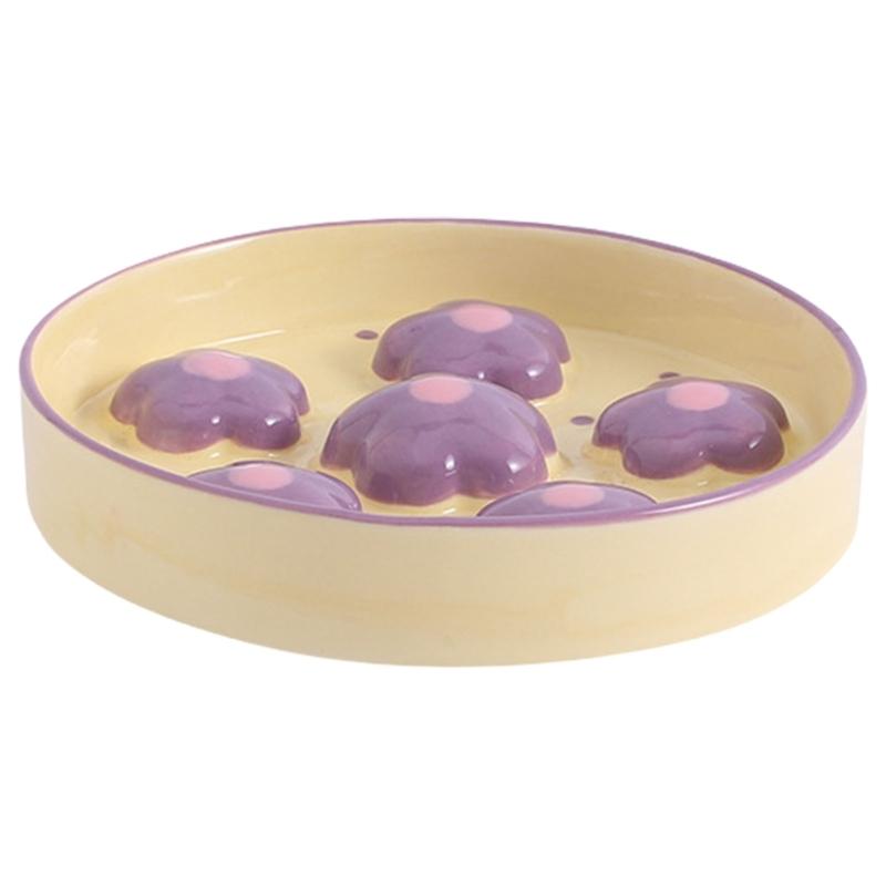 Миска для медленного поедания кошек, нарисованная вручную, с цветочным рисунком, пропагандирует безопасное кормление, дропшиппинг