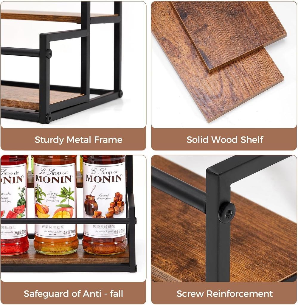 Двухуровневая стойка на 10 бутылок сиропа для кофейного бара, полка-держатель для демонстрации бутылок ликера, барная полка, органайзер для кофейного сиропа, настольная стойка