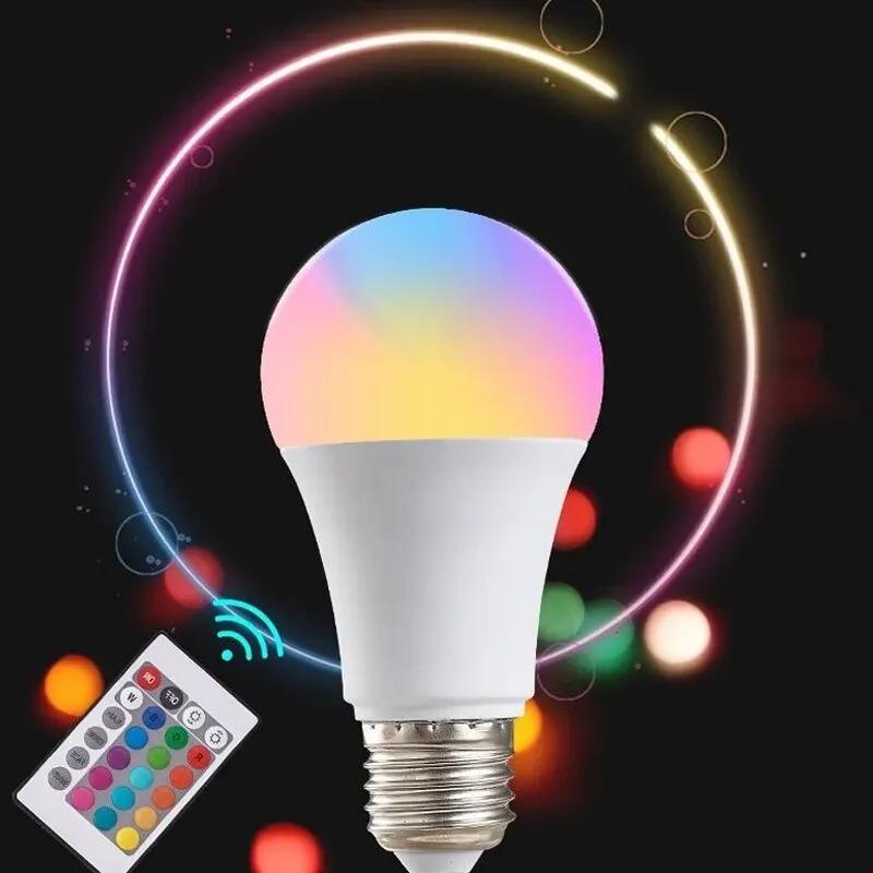 Светодиодная лампа E27 RGB 220 В, многоцветная, с изменяемым белым цветом, с ИК-пультом дистанционного управления для спальни, вечеринки, домашнего декора