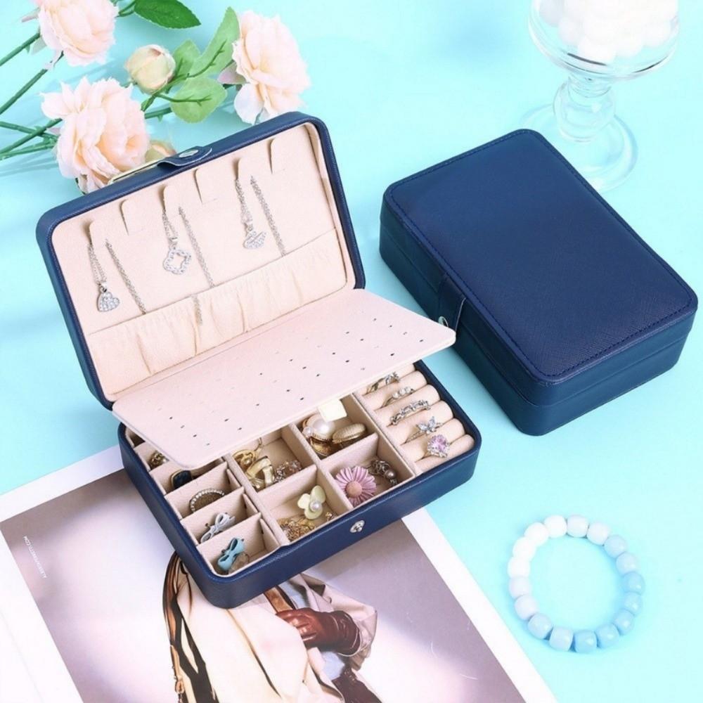 High-end Portable Jewelry Storage Box Large Capacity Double-layer Earring And Ring Jewelry Box Exquisite Display