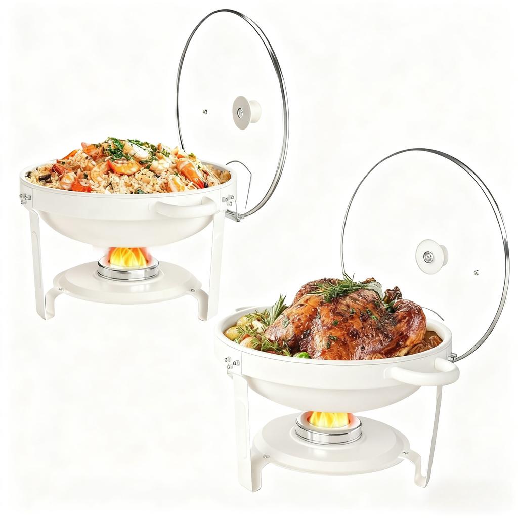 Белые мармиты для фуршета со стеклянной крышкой (5QT, 1-2-4 шт.), Штабелируемый, Держатель для крышек для вечеринки, свадьбы