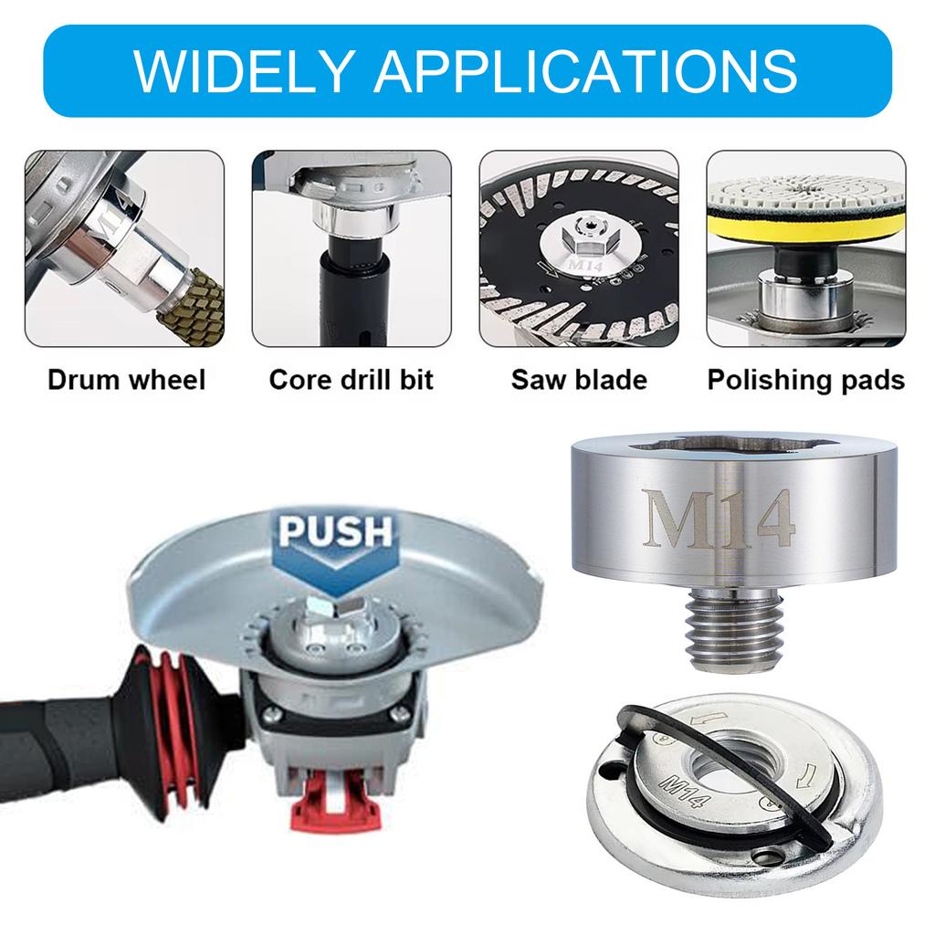 Набор переходников для шпинделя угловой шлифмашины M14 с фланцевой гайкой для аксессуаров для угловой шлифмашины X-Lock
