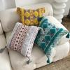 45x45cm Boho Tufted Throw Pillow Cover with Handwoven Stripes Tribal Bohemian Cotton Hand Woven Tufted Square Cushion Covers