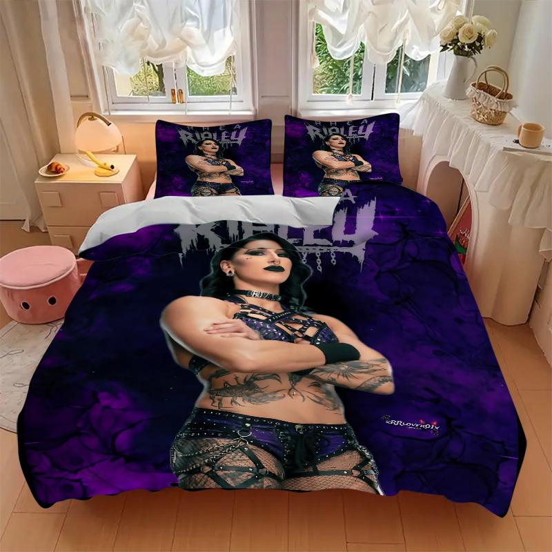 3Pcs Rhea Ripley Cyberpunk Style Bedding Sets For All Sizes New 3D Printed Bed Cover Comforter Duvet Cover Pillowcase Bedroom Decoration