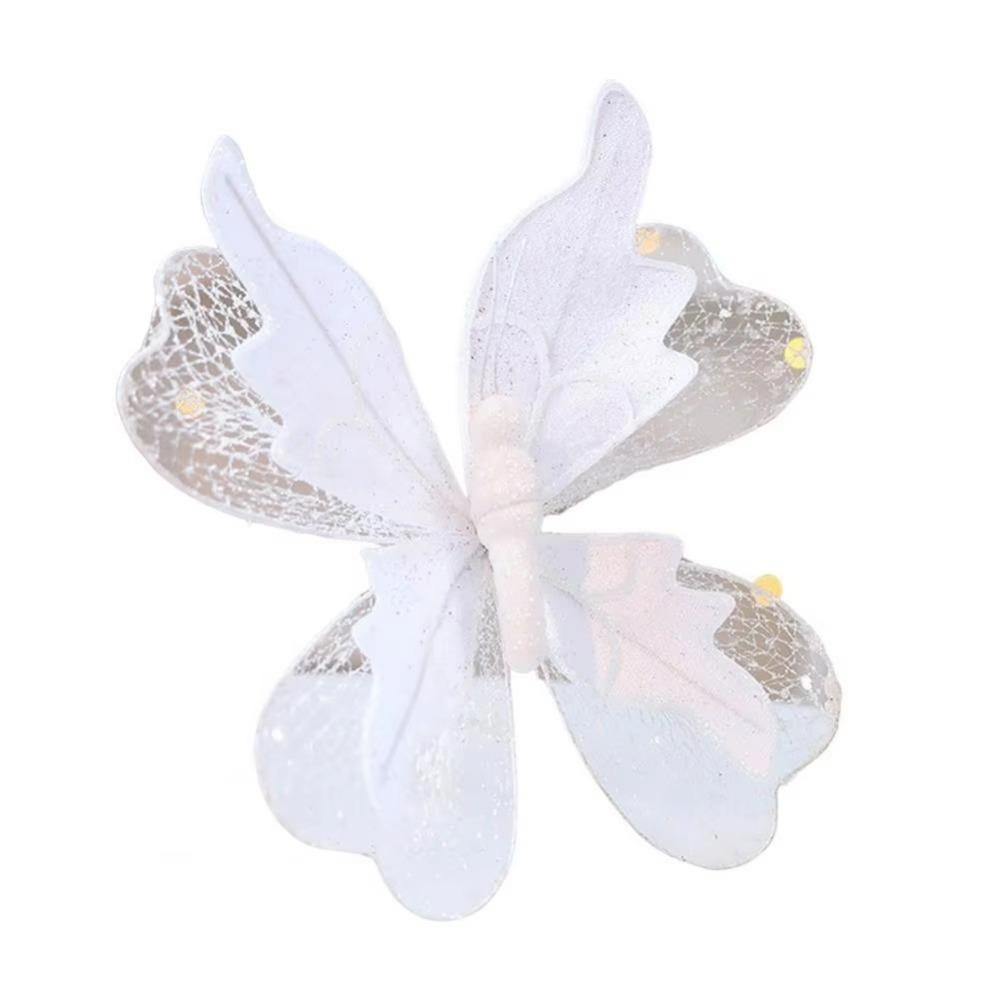20cm Christmas Butterfly Ornament Glittered Vibrant Colors 3D Butterfly Decoration Fabric Decorative
