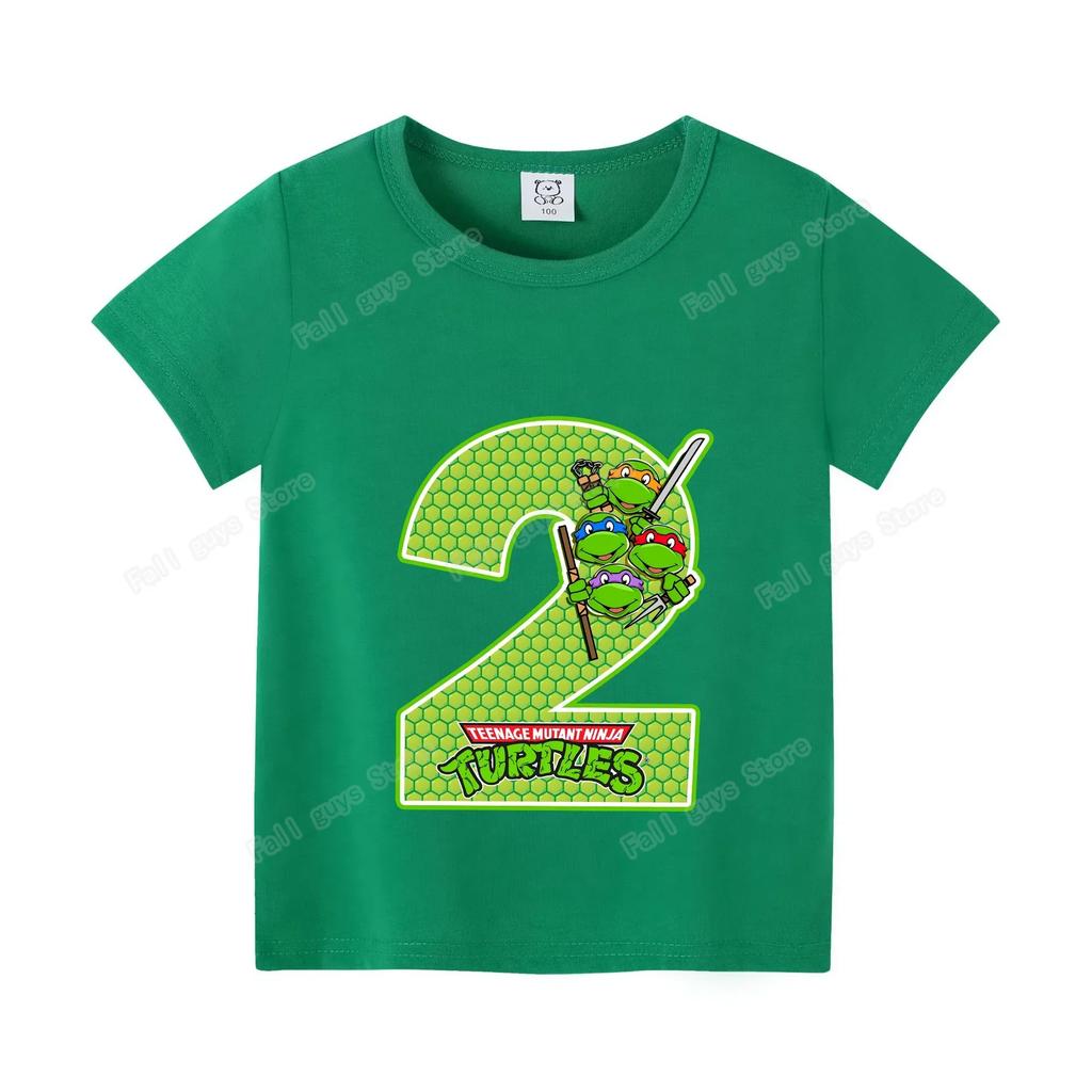 Teenage Mutant Ninja Turtles TShirt Green Birthday Number Clothes Summer Kawaii Anime Casual Tees Funny Gifts