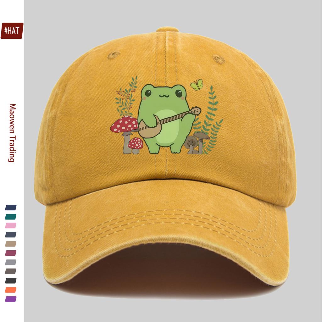 pc Cute Frog Print Baseball Cap Easy Decor Hat for Home Leisure MultiColor Optional Comfortable And Lightweight Adjustable