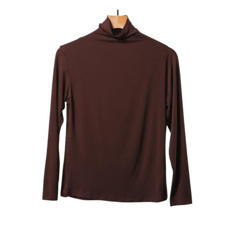 Водолазка с длинным рукавом Футболки женские Топ Осень Зима Однотонные Свободные Модальные Футболки Топ