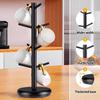 62KD Bamboo Cup Organizers Rack with Thickened Base for 8 Mugs Black Finish Mugs Tree