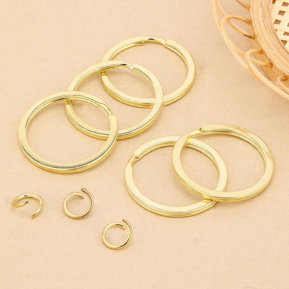 50 шт. антикоррозийные металлические брелки для ключей золотые ключи крепление соединительный аксессуар плоские брелки для ключей автомобиль