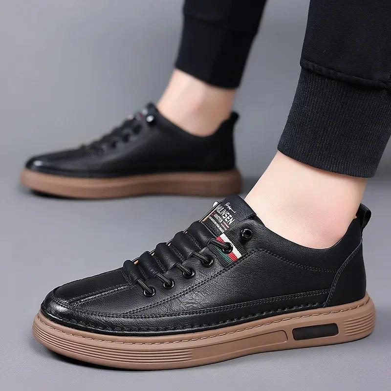 Fashion Brand Men's Casual New Leather Shoes for Men Non-slip Sports Shoes Fashion Comfortable Sneakers Male Flat Slip-on Casual Shoes