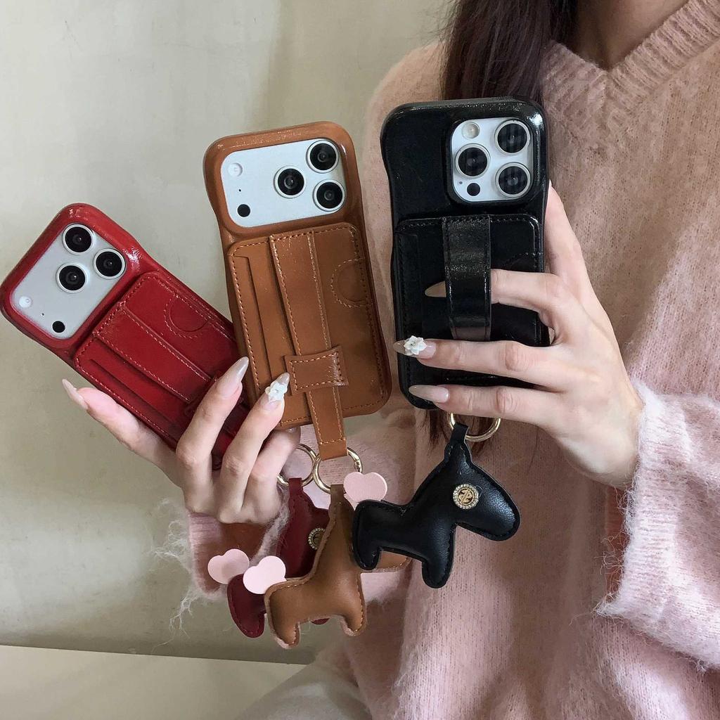 Кронштейн с ремешком на запястье для чехла на телефон Apple 17promax iPhone16 love horse 15 кошелек с картами 14 женский