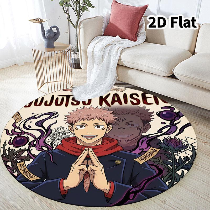 Ковер с круглым ворсом Jujutsu Kaisen Ковер для гостиной, спальни, дивана, игровой комнаты Декор Нескользящий коврик для пола