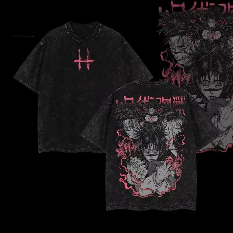 Jujutsu Kaisen Manga Printed Tshirt Mens and Womens Washed Tshirt High Quality Vintage Cotton Tshirt Harajuku Tshirt