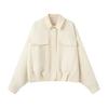 2026 spring new European and American cross-border women's clothing pleated hem pocket bomber jacket w034 25337
