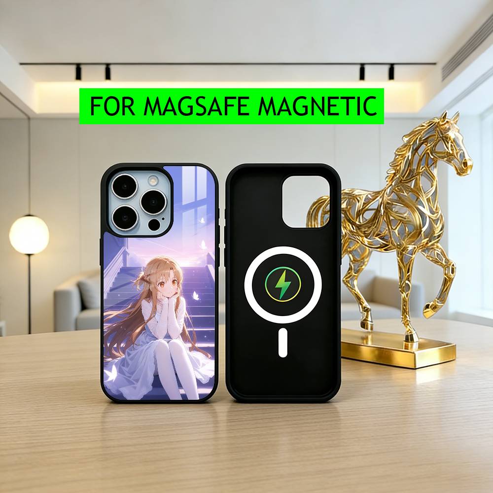 Чехол для телефона Sword Art Online A-Asuna Y-Yuuki-es Для iPhone17,16,15,14,13,12,11 Plus,Pro Магнитный Для Magsafe Беспроводная зарядка