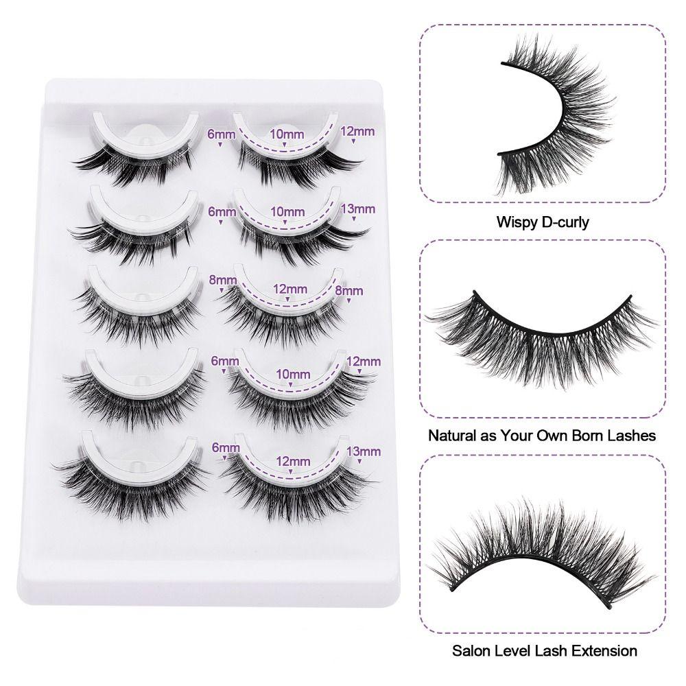 5 Pairs Natural Short Natural Self Adhesive Eyelashes Natural Look Cat Eye Lashes  Eyelash Extension