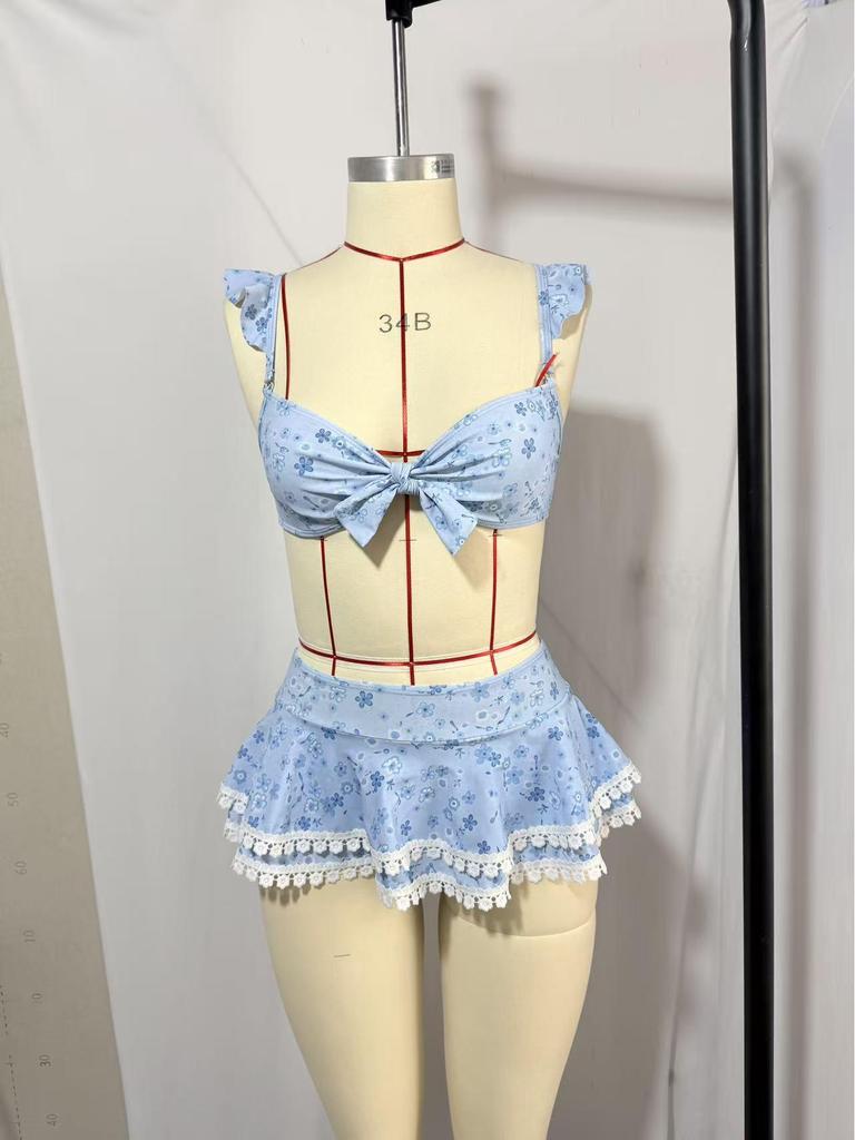 Женский пляжный бикини-комплект с европейским и американским принтом 2026