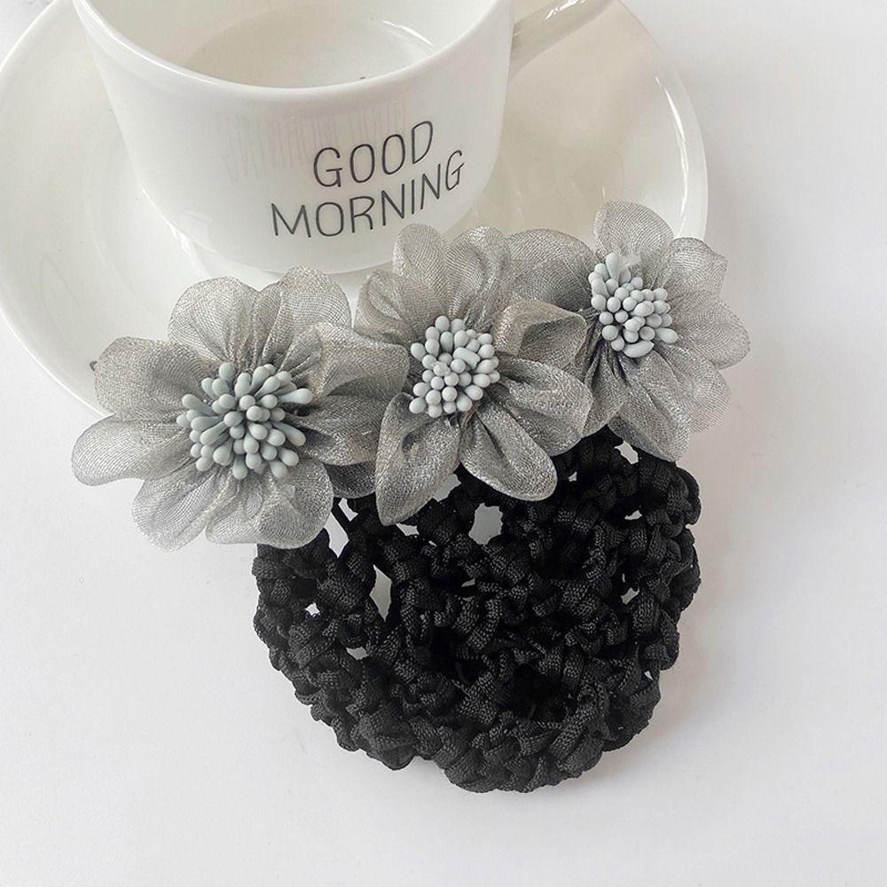 Бантик для волос, чехол для пучка, женские пружинные зажимы, кружевная сетка для волос с цветком, корейский пучок, снуд, заколки для волос, чехол для сетки