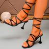 Women Fashion Sandals New Summer Fashion Sexy Cross Strap Square Head Fine High Heel Sandals Large Size Soft Sole Luxury Shoes