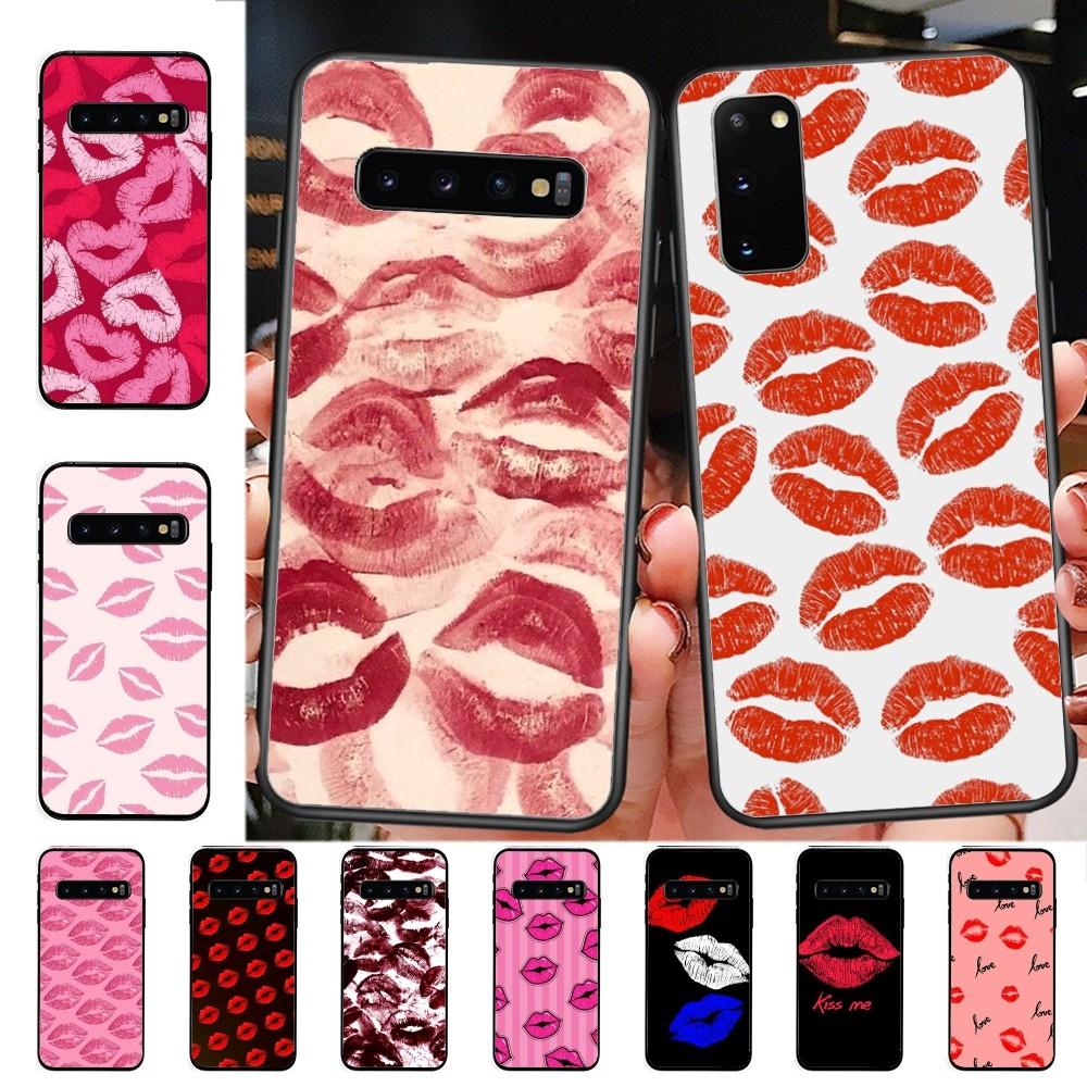 Sexy Girl red Lips Kiss Phone Case For Samsung S 9 10 20 21 22 23 30 23 24 plus lite Ultra FE S10lite Fundas