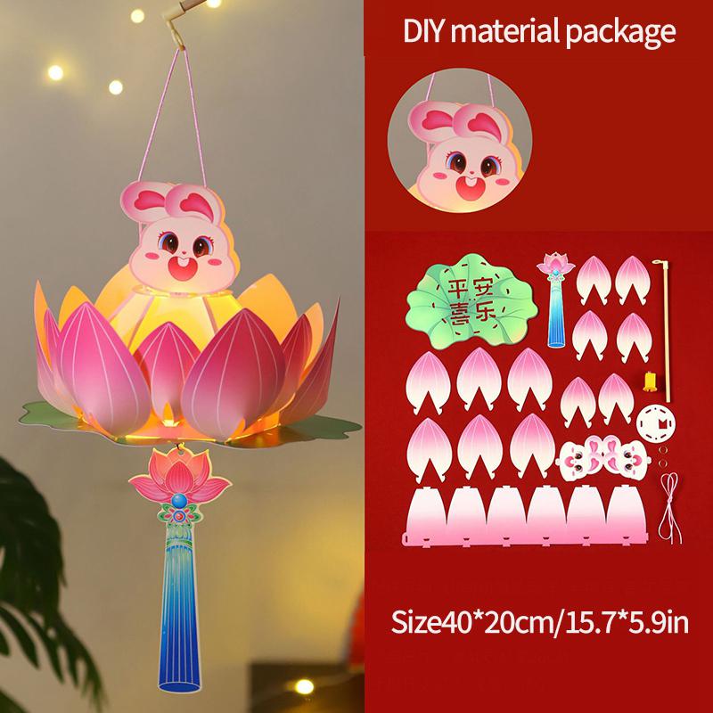 Mid-Autumn Festival Lanterns Diy Palace Lanterns Material Package Hand-Held Flower Lanterns Party Atmosphere Glowing Props Gifts