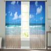 Beach Blue Sky White Clouds Sheer Curtains Modern Gauze Curtain for Living Room Bedroom Voile Yarn Curtains
