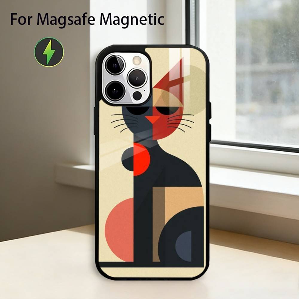 Geometric Bauhaus A-Art Phone Case For iPhone17,16,15,14,13,12,11 Plus,Pro Magnetic with Magsafe Wireless Charging