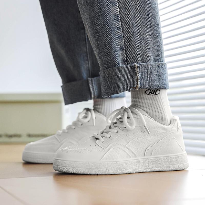 Классические мужские белые кроссовки, удобные низкие мужские кроссовки на плоской подошве со шнуровкой, для скейтбординга, мужские повседневные кроссовки Basket Homme