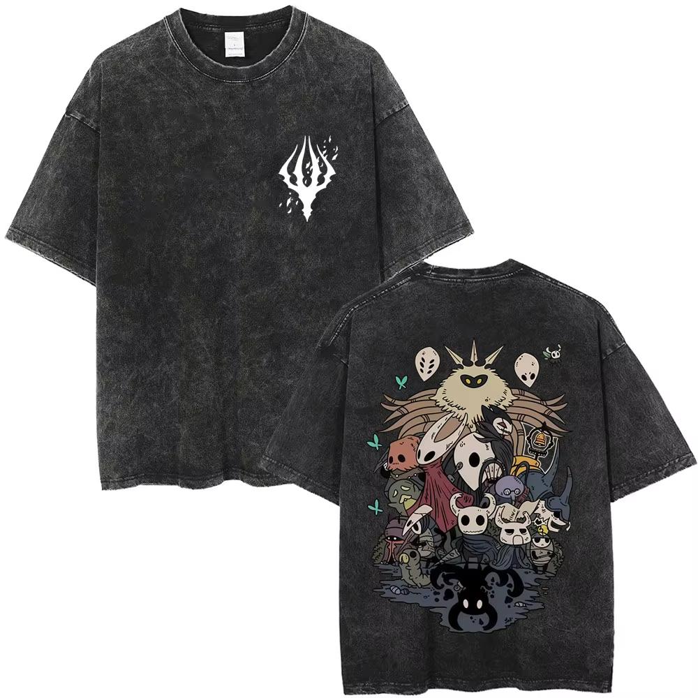 Hollow Knight Tshirt Vintage Washed Y2k Aesthetic Unisex Oversized Short Sleeve Summer Cotton Retro Streetwear Short Tee Tops