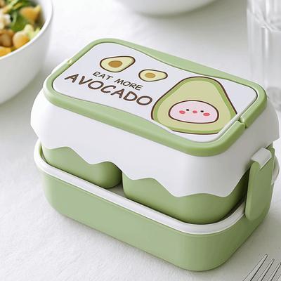 Двухслойный пластиковый ланч-бокс, ударопрочный, с отделениями, мультяшный ланч-бокс, детский