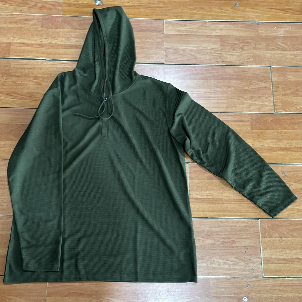 Spring Autumn Hooded T Shirt Men Long Sleeve Solid Color Slim Fit Sports Tops Fashion Breathable Casual Tees Mens V Neck Tshirt