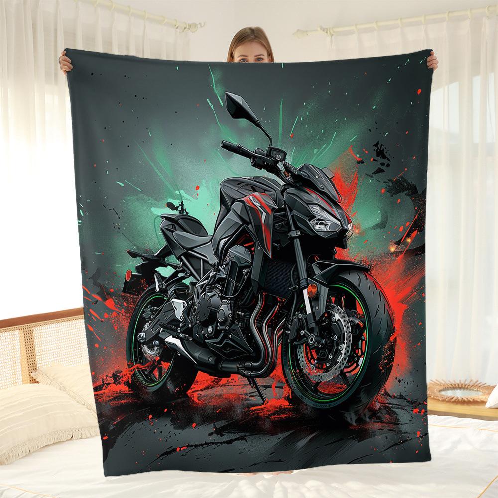Motorcycle blanket flannel blanket foldable blanket washable sofa blanket plush blanket