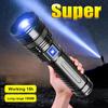 LED Flashlight USB C Rechargeable Flash Light High Power Flashlights Zoom Lantern Long Shot COB Torch Built-in 15000mah Battery