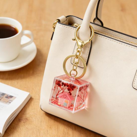 Брелок с песочной картиной, миниатюрная сказочная сцена, мини-прозрачный кубик, шарм для рюкзака, для сумок, ключей, кошелька, аксессуар