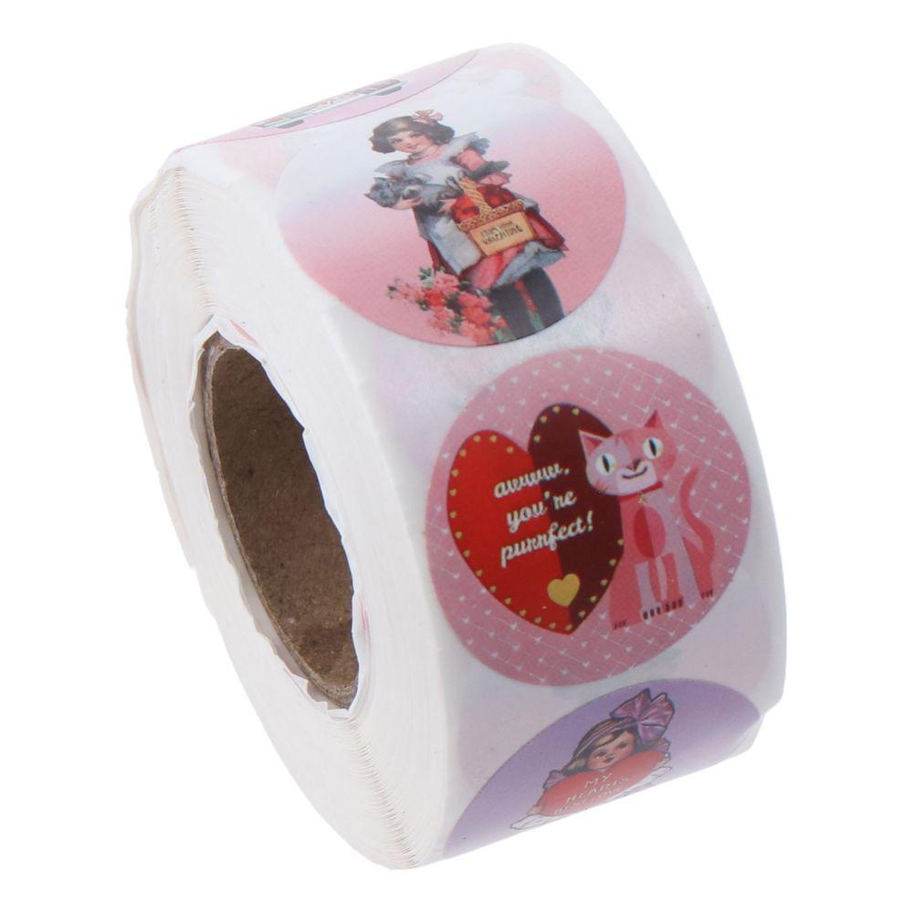 500 шт. Наклейки на День святого Валентина Самоклеящаяся этикетка Декор 1 дюйм Рулон наклеек Пломбы для конвертов