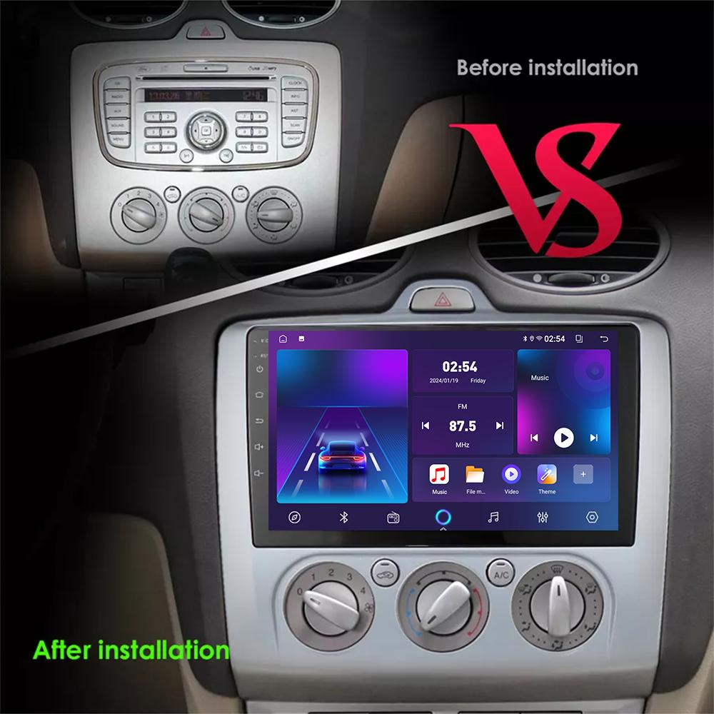 Автомобильная магнитола Android Car-Play для Ford Focus EXI MT 2 3 Mk2 2004-2011 Мультимедийный плеер Головное устройство Стерео Навигация GPS BT WIFI, 2+64 ГБ