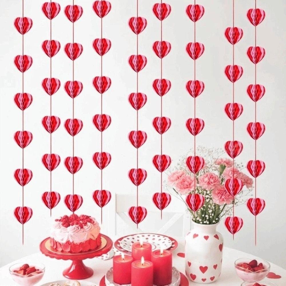 Romantic Heart Honeycomb Ball String Stereoscopic Love Heart Hanging Curtain Wedding