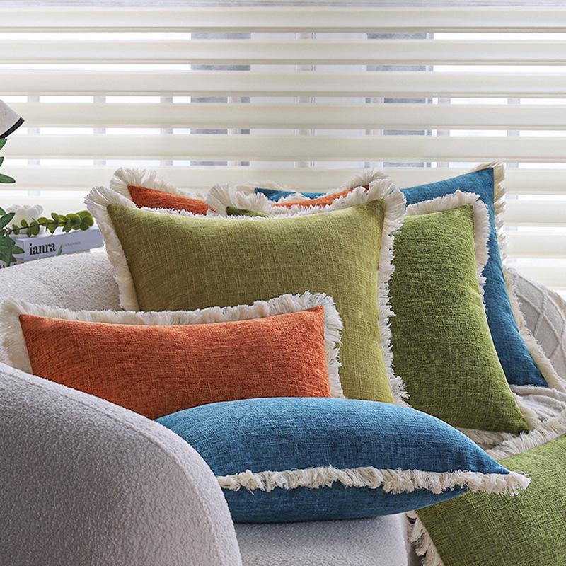 Плотный Лен Однотонная Наволочка для Подушки Дивана Подушка Гостиная Подушка для Спины Автомобиль Отель Поясничная Подушка