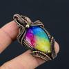Rainbow Solar Quartz Gemstone Copper Wire Wrap Handmade Pendant Jewelry Gift For Her