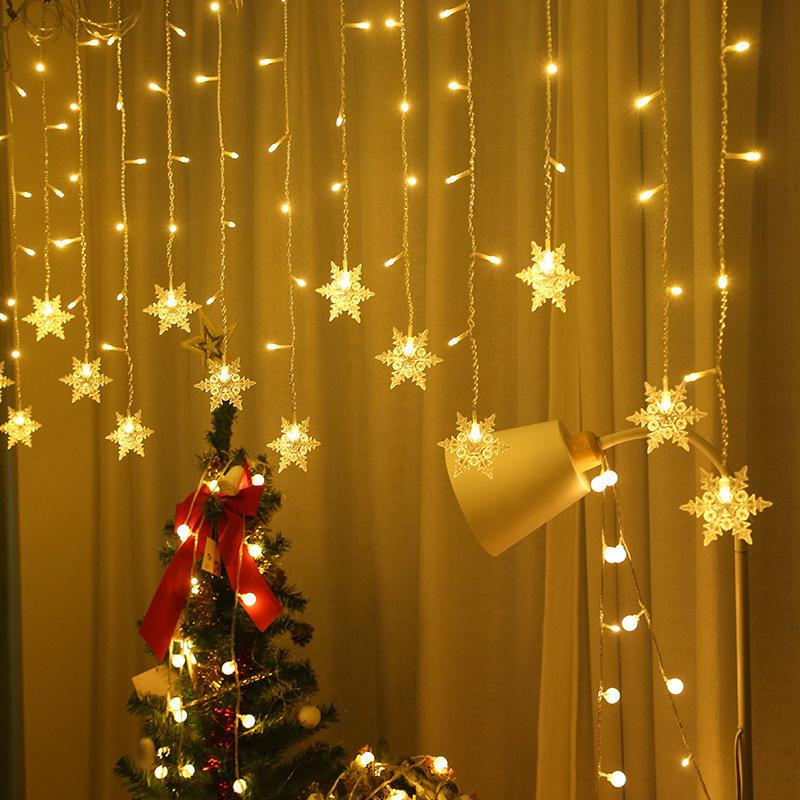 Christmas Snowflakes LED String Lights Flashing Fairy Curtain Lights Waterproof For Holiday Party Wedding Xmas Decoration