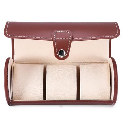 3 сетки цилиндрический держатель для часов рулон наручные часы витрина ювелирные изделия подарочная коробка для хранения (коричневый)