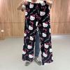 Cartoon Cat Fleece Christmas Pajama Pants for Women