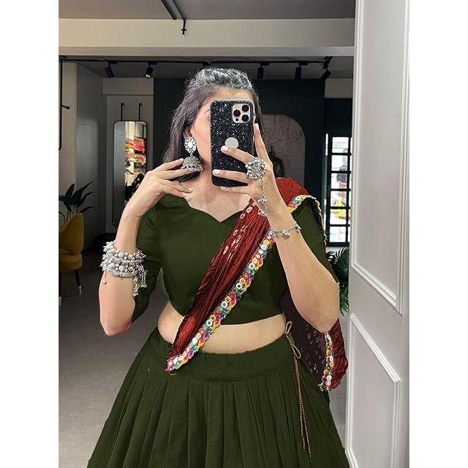 Женская особенная вискозно-хлопковая лехенга с отделкой готта-патти, специальная для Наваратри, вся лехенга-чоли, блузка без подкладки