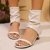 Fashion Women Fashion High Heel Sandals Comfortable Open-toe Ankle Shoes Women New Summer Square Head Skinny Strap Outdoor Sandals