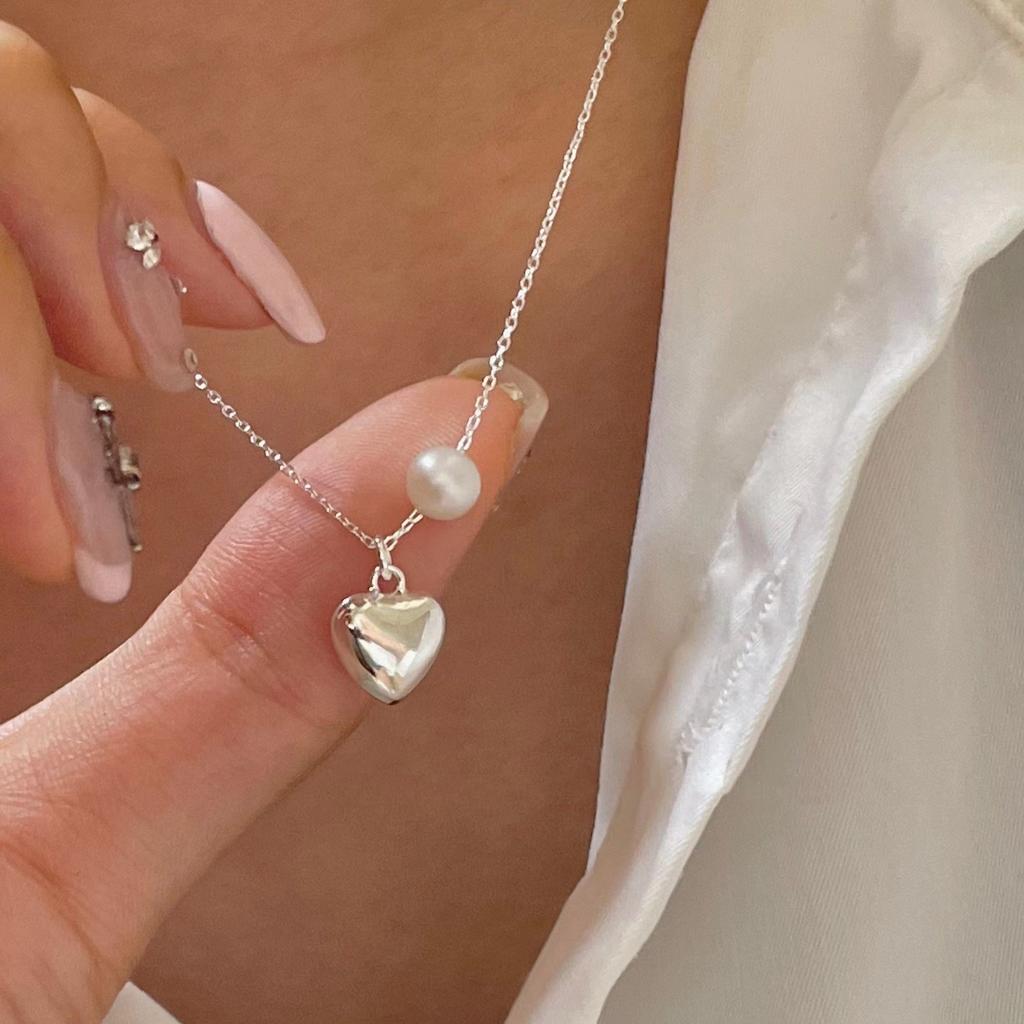 Модное ожерелье с кулоном из серебра 925 пробы с жемчугом и тонкой цепочкой для женщин и девушек