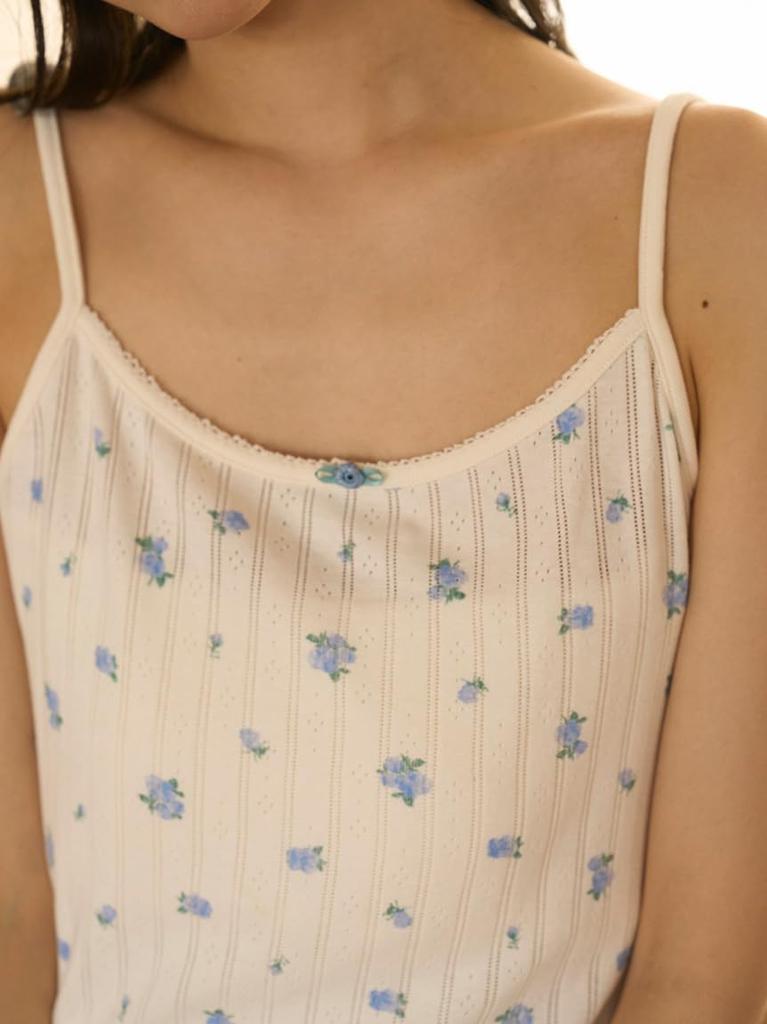 Gelato Pique Little Rose Pattern Camisole PWCT254245 BLU Free Size Needle-Punched Women's
