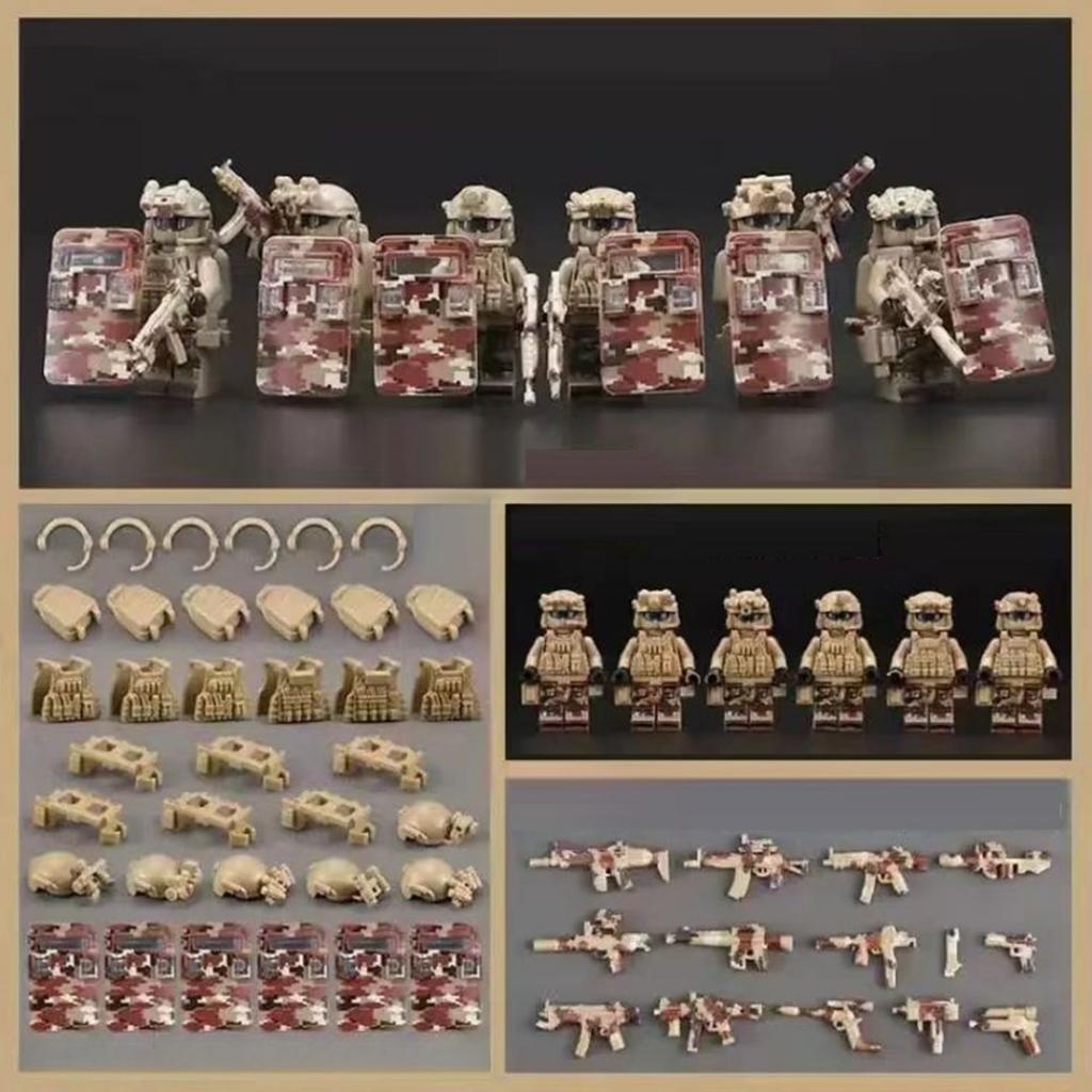 Military Special Forces Minifigures Building Blocks SWAT Ghost Commando Police Soldiers Army Action Figure Weapons Bricks Kids Toy Birthday Gifts